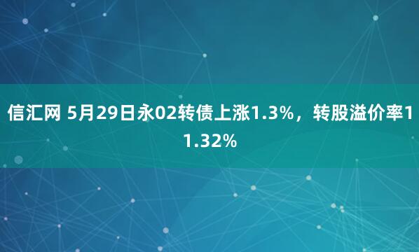 信汇网 5月29日永02转债上涨1.3%，转股溢价率11.32%